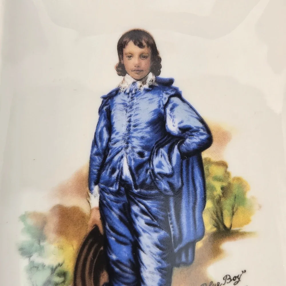 Limoges France Blue Boy Gainsborough Porcelain Trinket Dish Tray Vintage 5.5